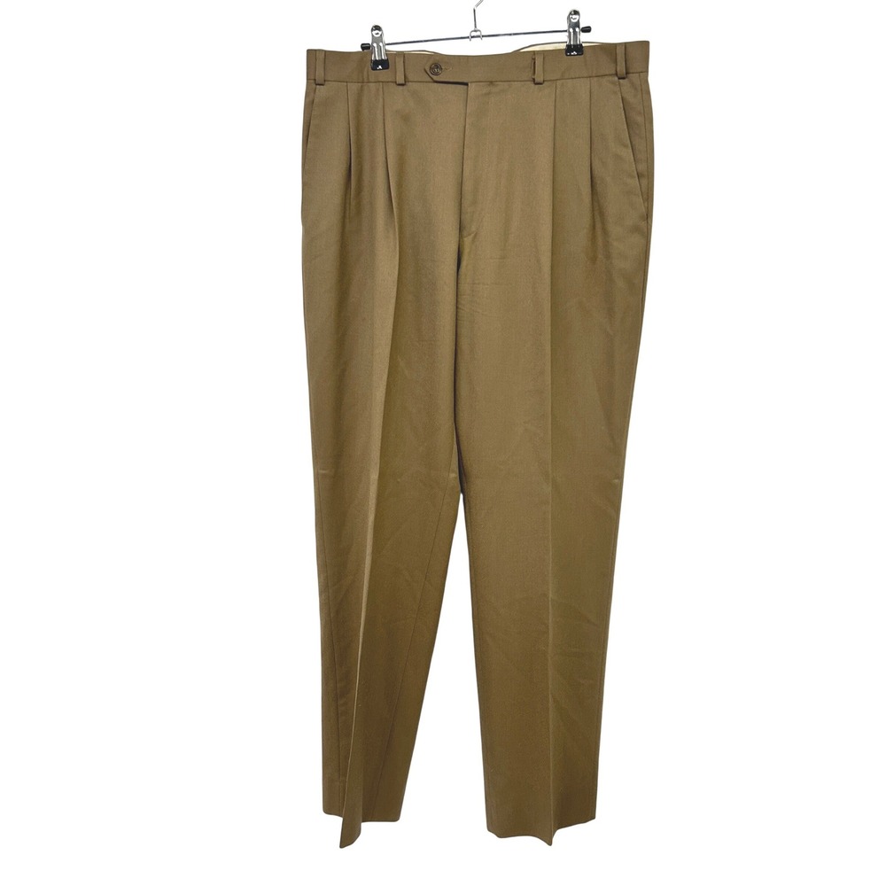 VTG Chaps Ralph Lauren Pleated Wool Trousers 36 Brown Dark Academia Old Money